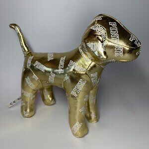 Pink Victoria's Secret Dog Plush Gold Metallic Logo